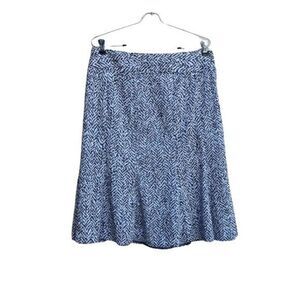 Vtg 90's Carole Little Skirt Academia Knit Godet Herringbone Panel Midi Black 12